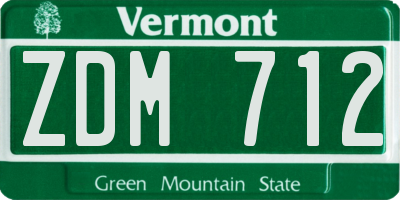 VT license plate ZDM712