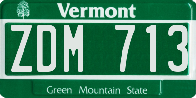 VT license plate ZDM713