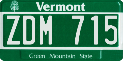 VT license plate ZDM715