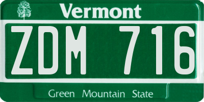 VT license plate ZDM716