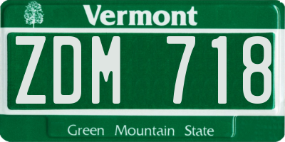 VT license plate ZDM718
