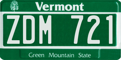 VT license plate ZDM721