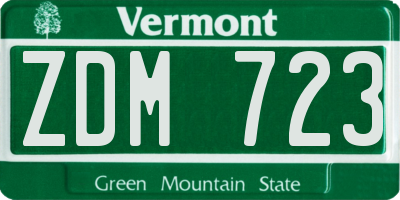 VT license plate ZDM723