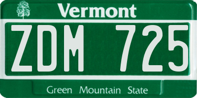 VT license plate ZDM725