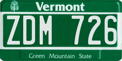 VT license plate ZDM726