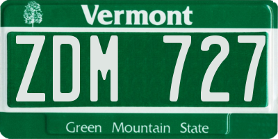VT license plate ZDM727