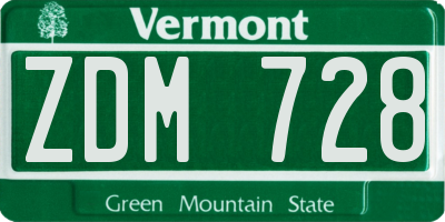 VT license plate ZDM728