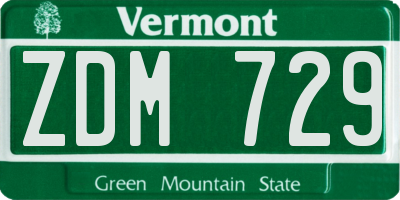 VT license plate ZDM729