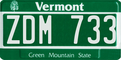 VT license plate ZDM733