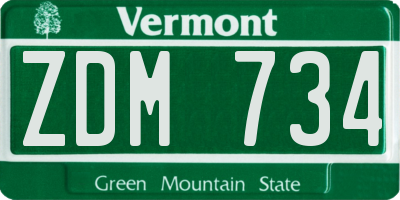 VT license plate ZDM734