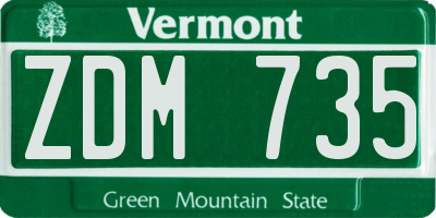 VT license plate ZDM735