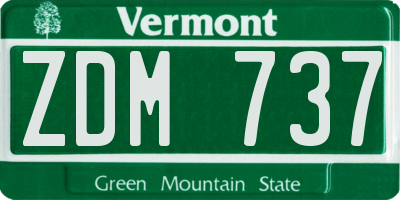 VT license plate ZDM737