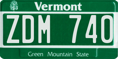 VT license plate ZDM740