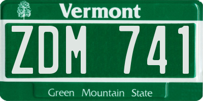 VT license plate ZDM741