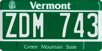 VT license plate ZDM743