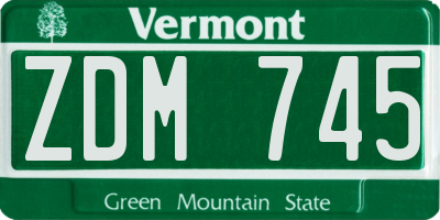VT license plate ZDM745