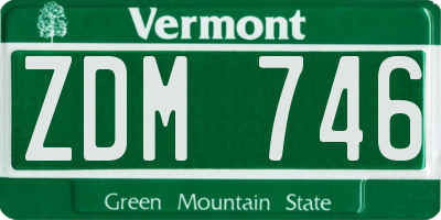 VT license plate ZDM746
