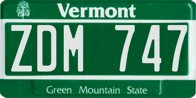 VT license plate ZDM747