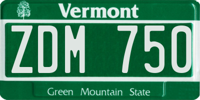 VT license plate ZDM750