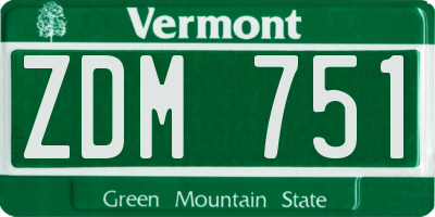 VT license plate ZDM751