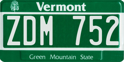VT license plate ZDM752