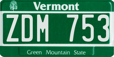 VT license plate ZDM753