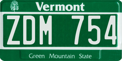 VT license plate ZDM754