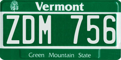 VT license plate ZDM756