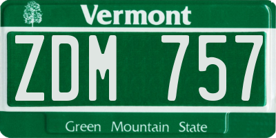 VT license plate ZDM757