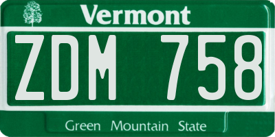 VT license plate ZDM758