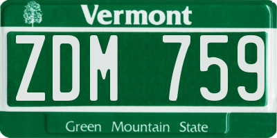 VT license plate ZDM759