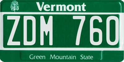 VT license plate ZDM760