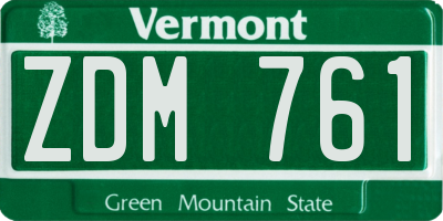 VT license plate ZDM761
