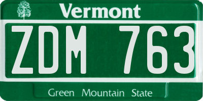 VT license plate ZDM763