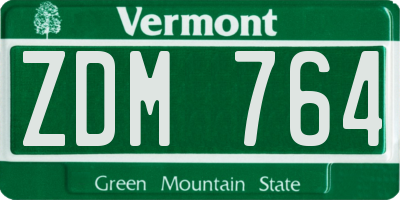 VT license plate ZDM764