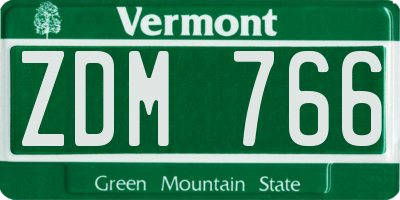 VT license plate ZDM766