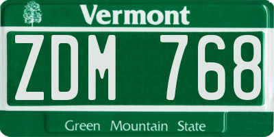 VT license plate ZDM768