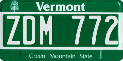 VT license plate ZDM772