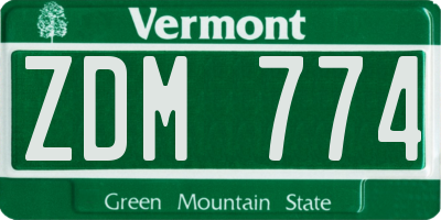VT license plate ZDM774