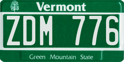 VT license plate ZDM776