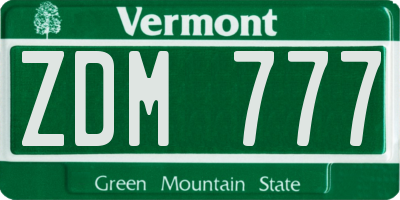 VT license plate ZDM777