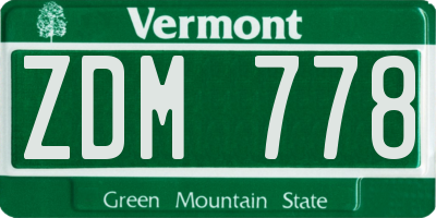 VT license plate ZDM778