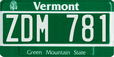 VT license plate ZDM781