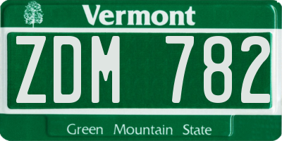 VT license plate ZDM782