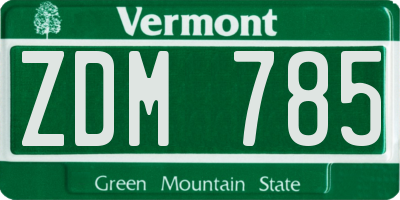 VT license plate ZDM785