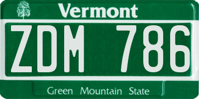 VT license plate ZDM786