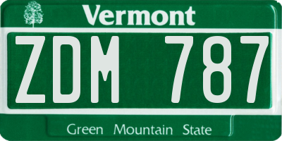 VT license plate ZDM787