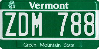 VT license plate ZDM788