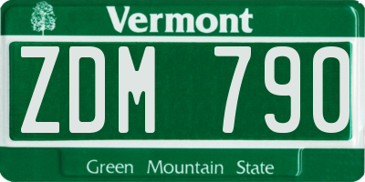 VT license plate ZDM790