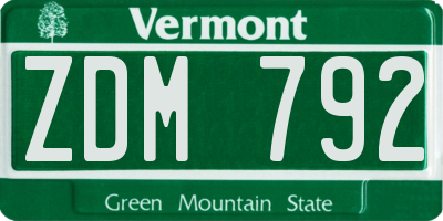 VT license plate ZDM792